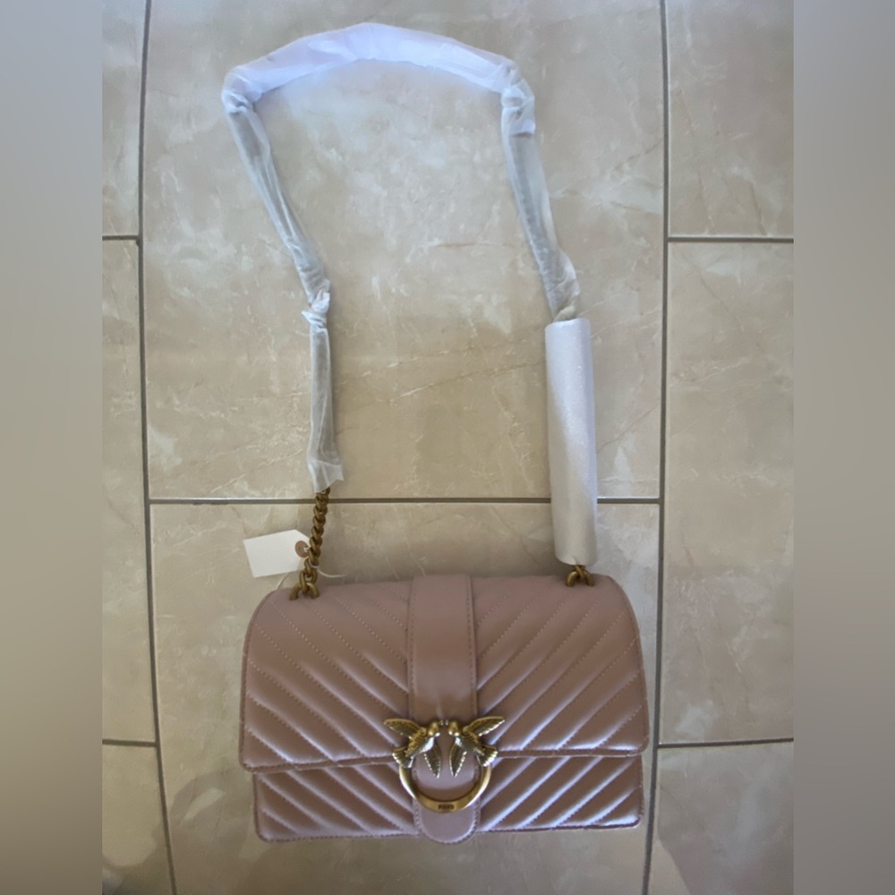 PINKO BLUSH Quilted Shoulder Bag with Gold Bird Hardware - Picture 8 of 11